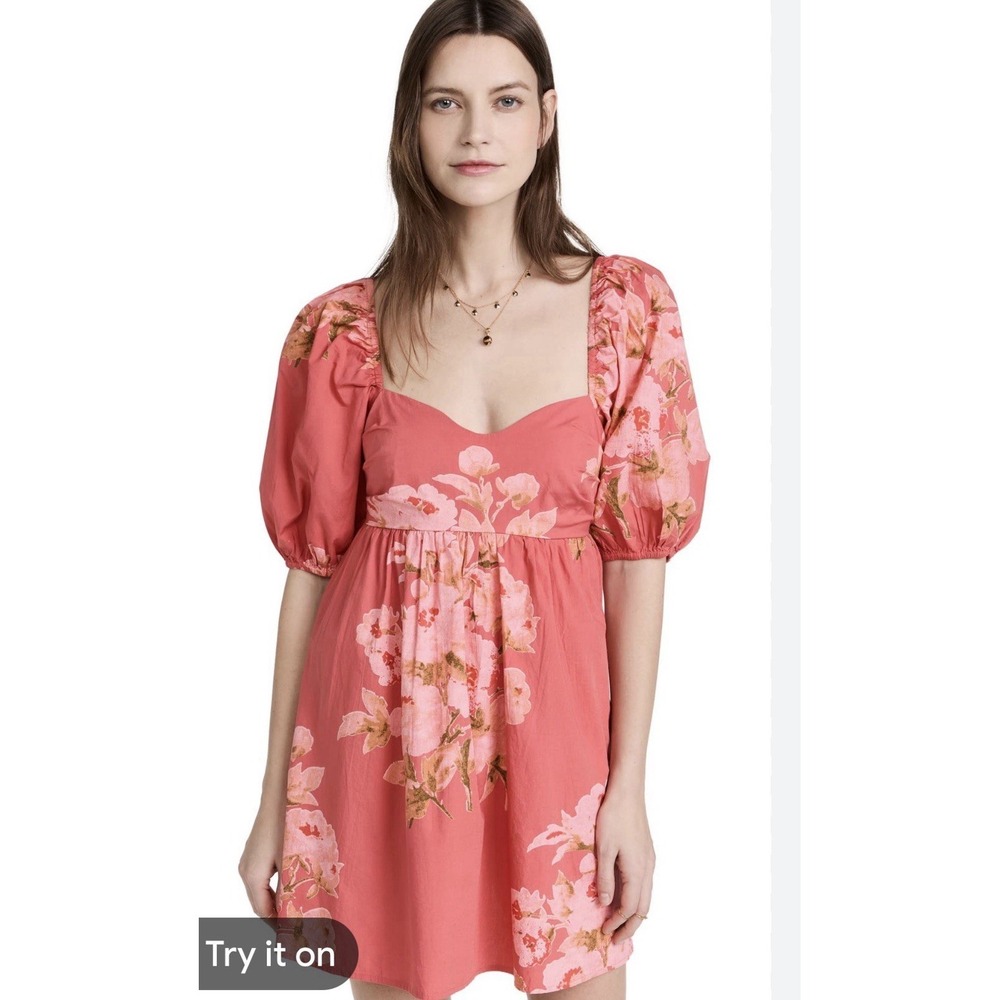 Free People‎ Peony Babydoll Dress Women's Size Small Mini Pink Femme Combo Boho